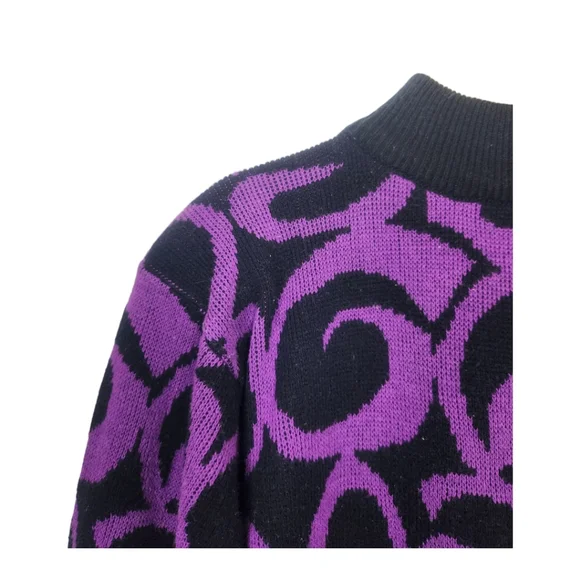 Vintage Ariana Funky Purple Knit Tunic Pullover Sweater - Picture 2 of 7